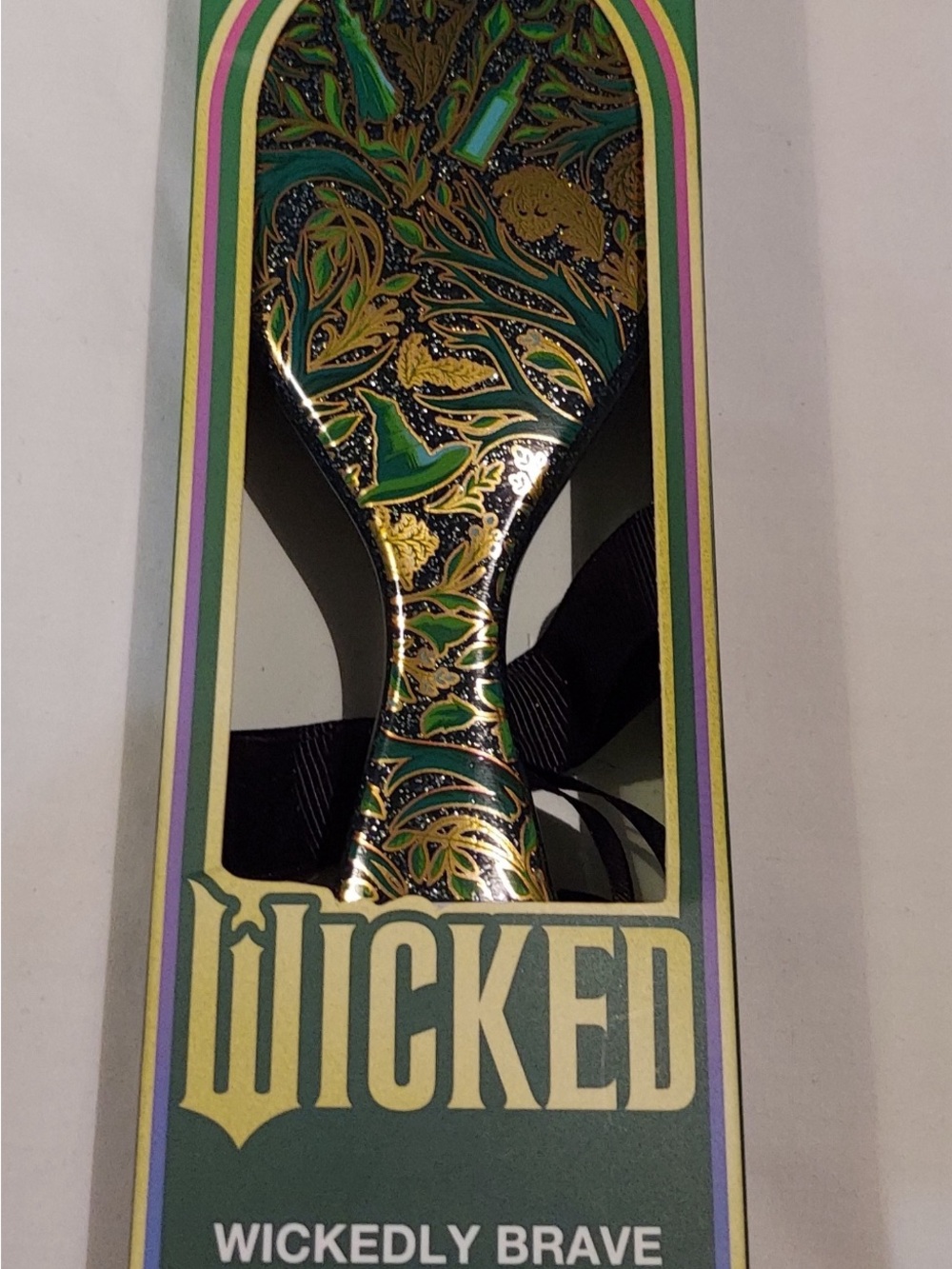 Wickedly Brave Decorative Paddle Wet Brush - Green & Gold